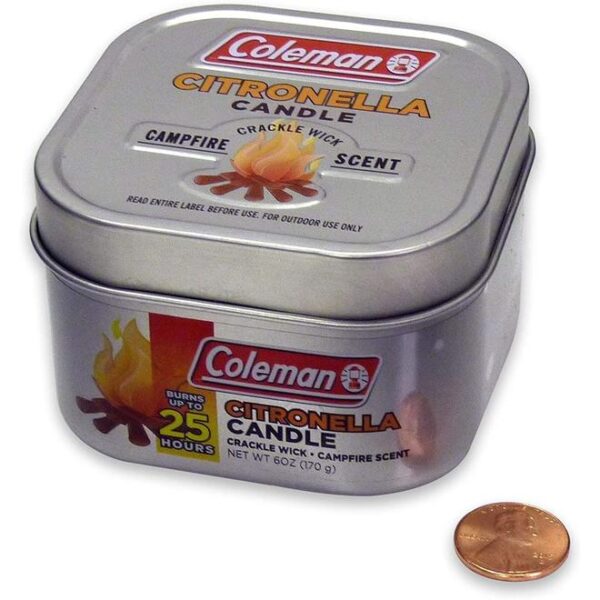 Scented Citronella Candle With Wooden Crackle Wick, 6 Oz, Campfire Scent, Outplay Necessary - Coleman